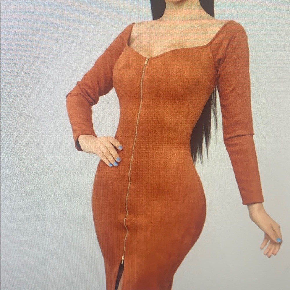 Suede zip Fashion Nova dress